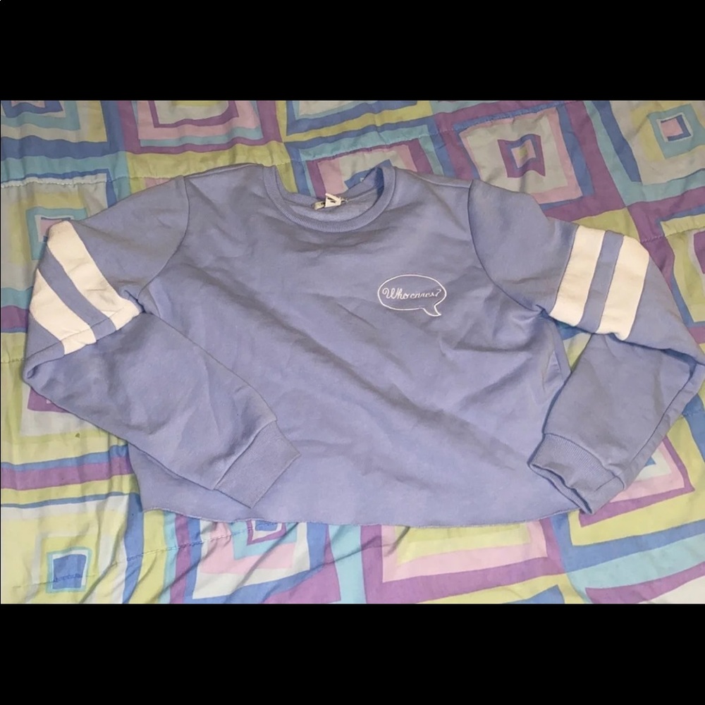 forever 21 blue crop sweater
